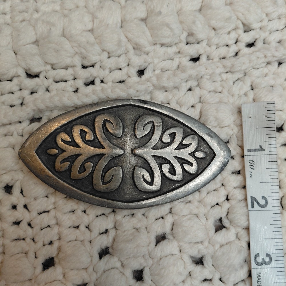 Vintage Jesse Mcleod Belt Buckle Indiana Metal Crafts Silvertone Pewter Rare Art - Picture 6 of 6